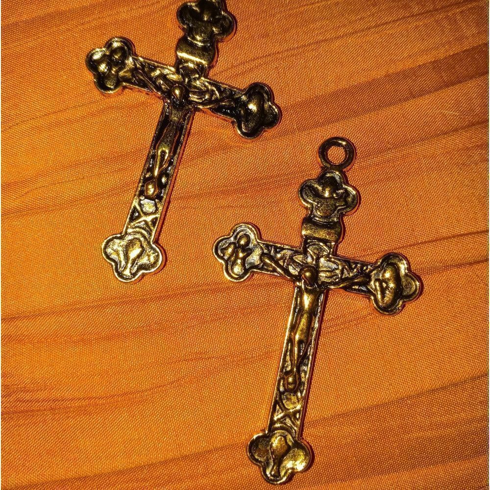 2 gold Cross charms